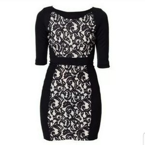 ZARA Bodycon Dress Black Laced L